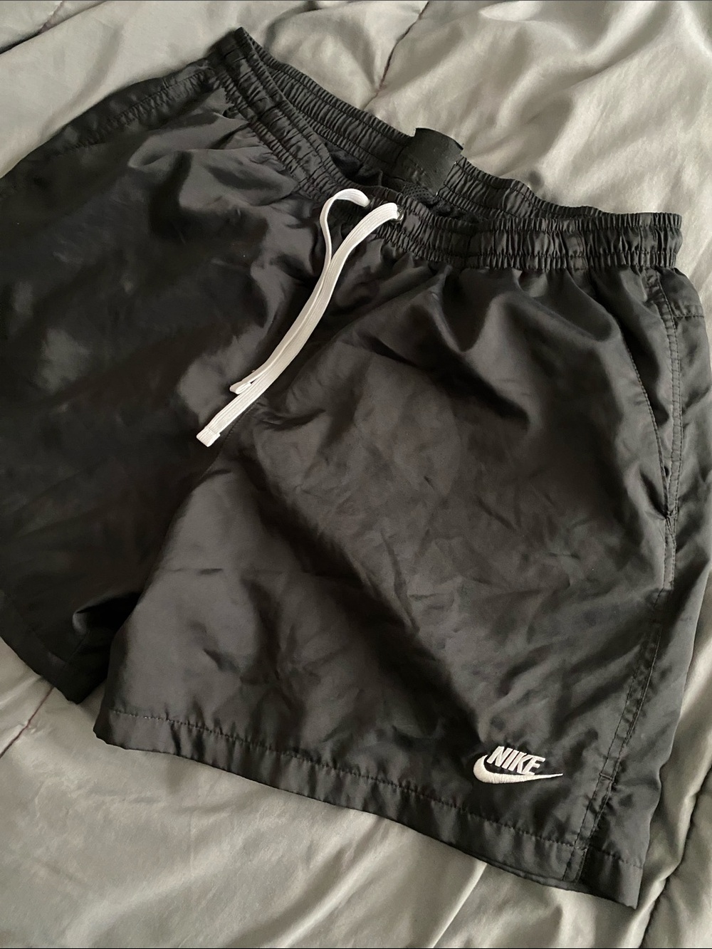 Nike Men’s Woven Black Athletic Shorts with White Drawstring